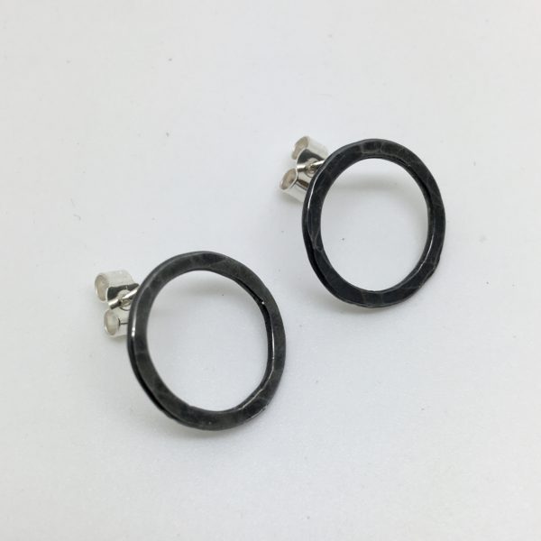 Black Oxidised Silver Earrings
